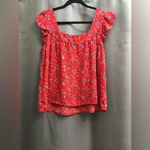Pleione off the shoulder red floral printed blouse size small